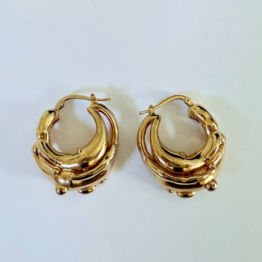 Hannah Jewett “Dark Star” gold plated sterling silver hoop earrings